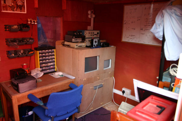 The control room with its mostly home built instruments